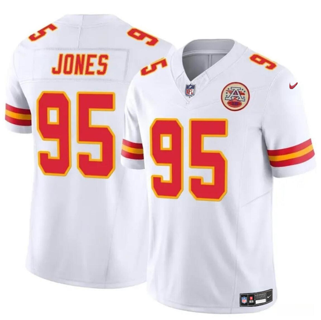 Men??s Kansas City Chiefs #95 Chris Jones White 2024 F.U.S.E Vapor Untouchable Limited Football Stitched Jersey